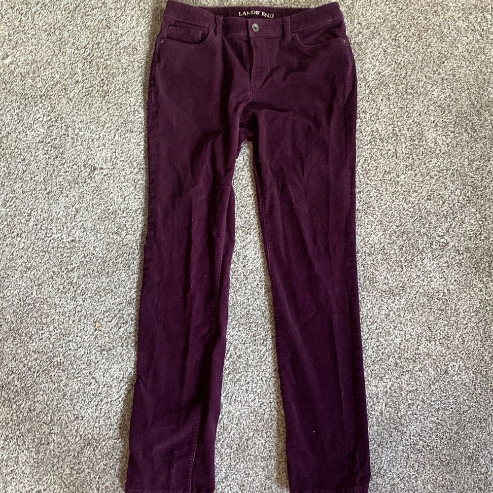 Lands end maroon mid rise slim corduroy size 6